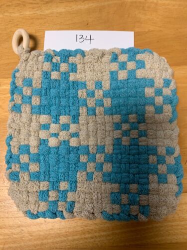 Bache Hecho a Mano Algodón Tejido Telar Almohadillas Calientes Horno Guante Trivet 5.5" - Imagen 3 de 3
