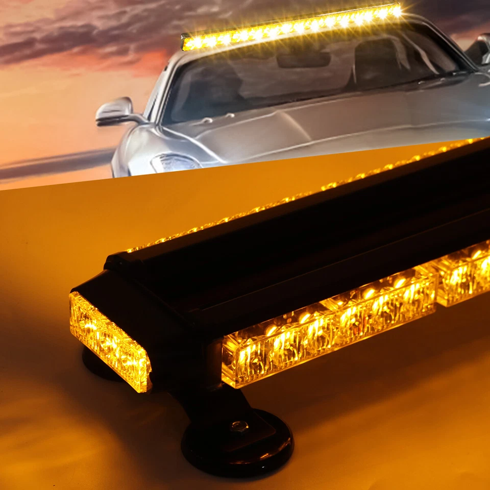 78LED Strobe Light Bar Rooftop Emergency Warning Double Side Flashing Amber US - Image 3 of 4