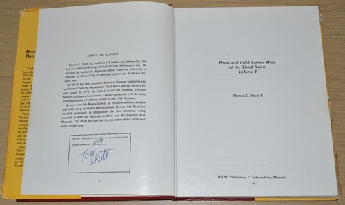 DRESS AND FIELD SERVICE HATS OF THE THIRD REICH Tom Shutt - Signed & Numbered - Picture 2 of 5