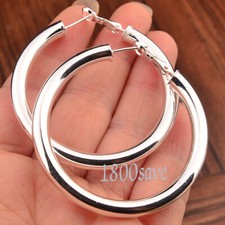 Designer Inspired Solid 925 Sterling Silver Classic 5mm thick Tube Hoop Earrings