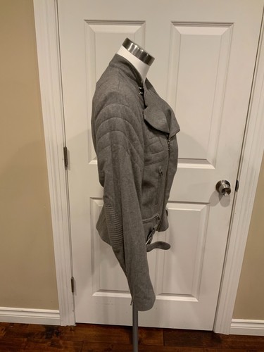 Ralph Lauren Black Label Gray Wool Front Zip Moto Jacket, Size 8 - Picture 5 of 9