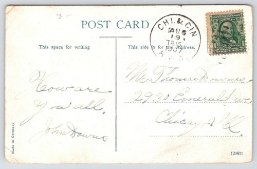 Cartolina Kankakee Illinois ~ ufficio postale ~ Court Street ~ strada sporca ~ 1907 - Foto 2 di 2
