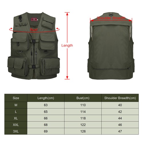 Fishing Photography Vest Summer Multi Pockets Mesh Jackets Quick Dry - Picture 5 of 8