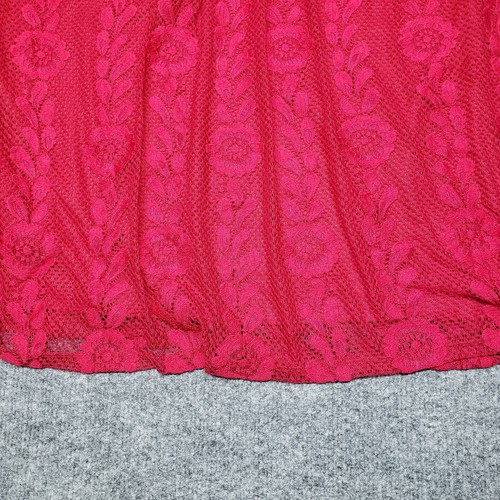 Studio JPR Blouse Womens XL Red Floral 3/4 Sleeve Bell Stretch Lined Lace New - Picture 4 of 11