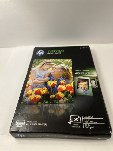 HP Everyday Photo Paper Glossy 4"x 6"~Open Box Q8868A 50 Total  Sheets Out Of 50 - Picture 3 of 3