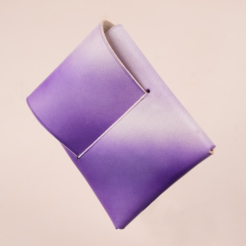 Cartera con tarjeta a presión de origami de cuero minimalista púrpura pátina personalizada para hombres mujeres - Imagen 7 de 7