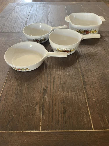 SPICE OF LIFE CORNING WARE PYREX VINTAGE DISHES 4 PIECE CASSEROLE SET No Lid Lot