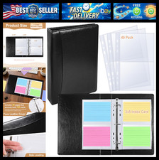 BYSTER 3x5 Index Card Holder, 40 Pack 160 Pockets A5 Binder Index Card Sleeve Pa