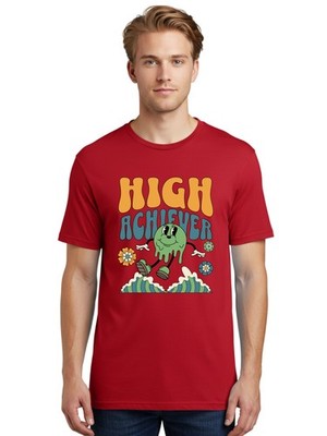 High-Achiever Mens Graphic Tee,100% Cotton,Casual Summer Wear