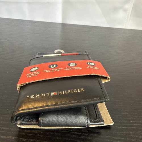 Tommy Hilfiger Genuine Leather Magnetic Black Bifold Men’s Wallet Brand New RFID - Picture 9 of 10