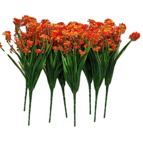 Orange Artificial Daisy Flowers for Outdoors Summer Decor UV Resist -16 Bundles - Picture 8 of 14