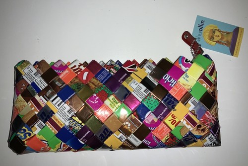 New, Nahui Ollin Candy Wrappers Clutch, Multi Colored, Wrist Strap, Hand Crafted - Picture 1 of 3
