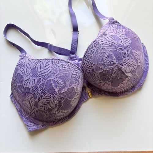 Auden Lace Padded Push-Up Bra 34D Lavender Underwire Racerback Adjustable Straps - Picture 1 of 11