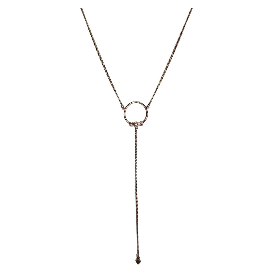 Collar Luv AJ Full Bloom Tono Oro Rosa y Cristal Lariat Gota Y 20-22"+ 6" Gota Foto 3 de 4