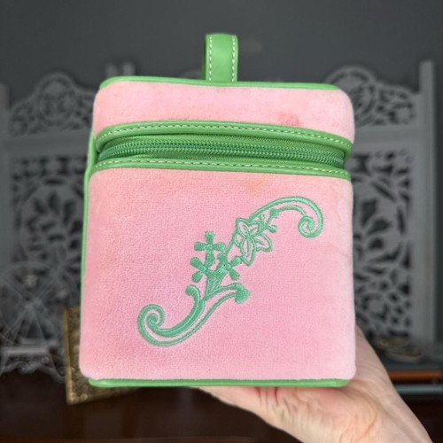 Juicy Couture Zipper Makeup Case Green and Pink Velour Y2K HTF - Picture 2 of 8