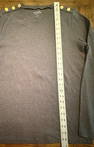 J. T-shirt girocollo grigia manica lunga CREW taglia L perfetta bottoni oro nuova senza etichette - Foto 13 di 14