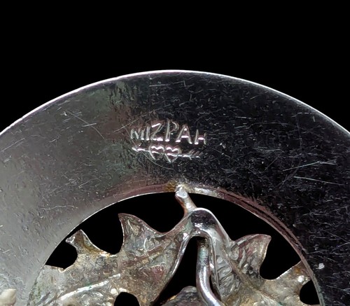 Vintage Scottish Celtic MIZPAH Rhinestone Silver Tone Thistle Brooch Pin - Afbeelding 9 van 10