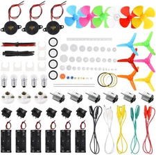 6 Set 131 PCS DC Motors Kit, Mini Electric Motor 1.5-3V 15000RPM with 66 PCS Pla