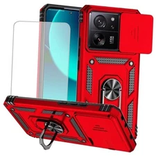 for Xiaomi 13T Case, Xiaomi 13T Pro/mi K60 Ultra Case with Tempered Glass Red