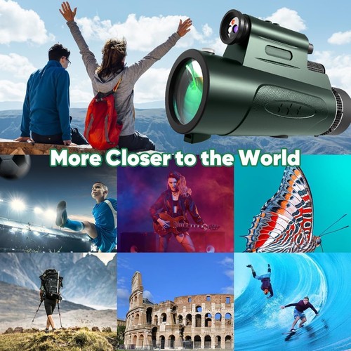 Monocular Telescope with Lights HD Monoculars 80x100 for Adults High Green - Picture 5 of 5