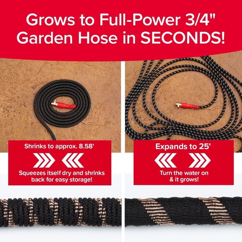 Taschenschlauch Kupferkugel 25 Fuß erweiterbar Gartenschlauch mit Daumensprühdüse TV - Bild 2 von 11