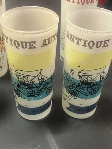 Lot Of 10 Classic & Antique Autos Frosted Glasses Tumblers Vintage Highball - Picture 9 of 19