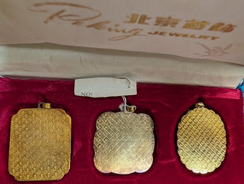 NWT Vintage Peking Jewelry Pendant Set of 3 Cloisonné Enamel Chinese - Picture 9 of 10