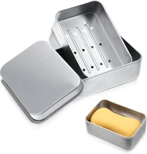 Travel Soap Box Metal Bar Soap Holder Leak Proof Aluminum Case with Lid
