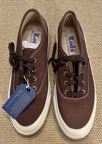 Keds Women's Canvas Lace-Up Triumph Dark Brown Tennis Shoes Size 9 - New W/Tags