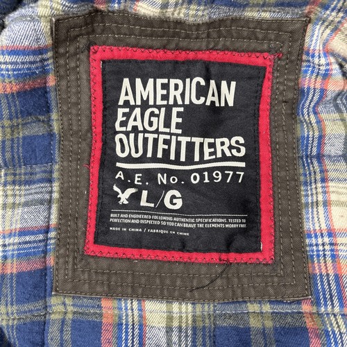 New American Eagle Military Jacket Mens Large Brown Zip Sherpa Hooded Coat - Picture 8 of 16