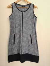 Ladies NEXT Linen & Cotton Mix Blue Sleeveless Shift Dress, Size 12