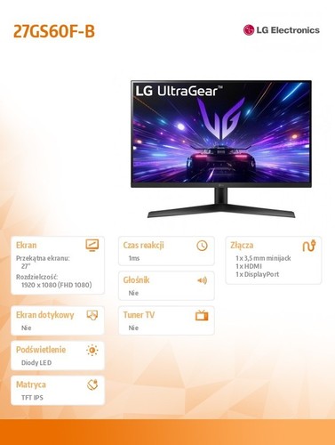8806096012369 Monitor 27GS60F-B 27 cali FHD UltraGear IPS 180Hz 1ms LG Electroni - Bild 9 von 9