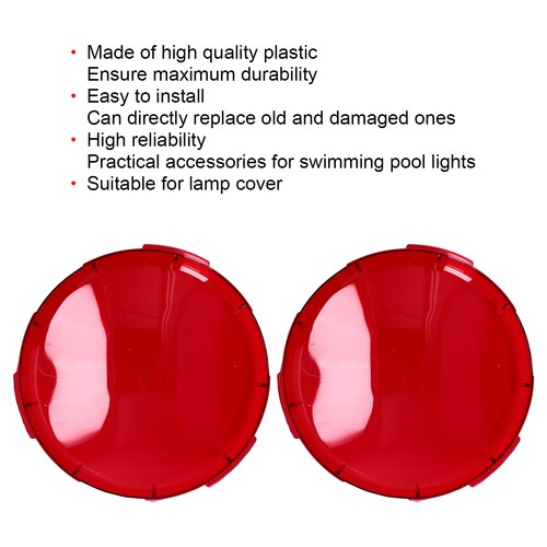 2Pcs Pool Lens Cover Plastic Red Transparent Underwater Light Lens Covers For - Picture 2 of 12