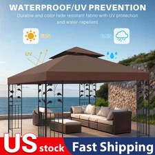 Waterproof 10x10' Gazebo 2 Tier Top Replacement Canopy UV Sunshade Cover Outdoor