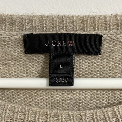 J. Crew Sweater Women's L Wool Alpaca Beige Brown Embellished Jewelled Bling - Picture 13 of 21