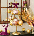Christmas Display Tray 2 Tier Cake Stand Tree Star Gold 67cmH baubles decoration