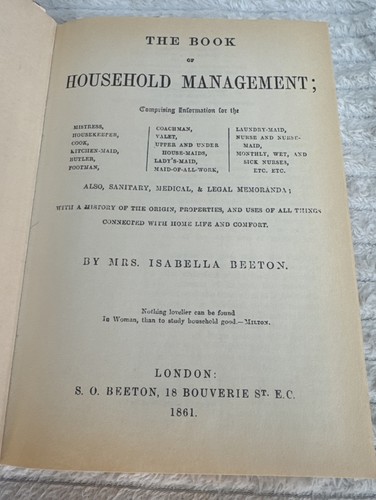 Mrs Beeton's Book Of Household Management 1986 Facsimile of 1861 First Edition - Picture 5 of 24