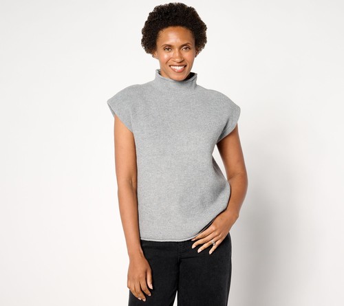 Me by Jennie Garth Damen Oberteil Pullover Gr. L Mattie Weste mit Grau A659737