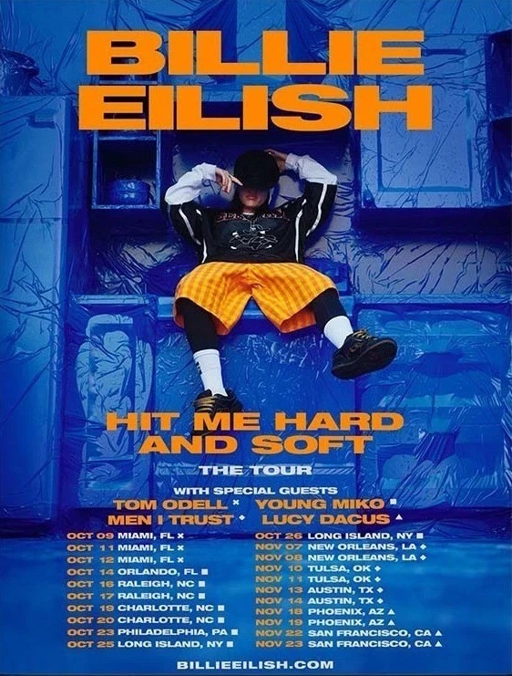 Billie Eilish Hit Me Hard & Soft Tour Poster Fall US 2025 Vertical Matte Poster