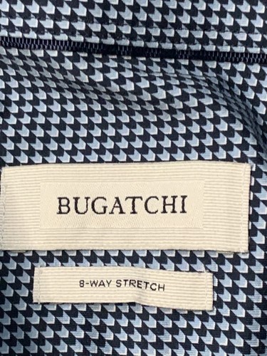 Bugatchi Shirt Mens 3XL Blue Herringbone 8-Way Stretch Dressy Work Business - Picture 6 of 8