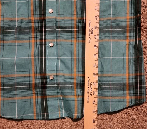 Wrangler Shirt Medium Men Blue Western Plaid Pearl Snap Rodeo Ranch Long Sleeve - Picture 6 of 8