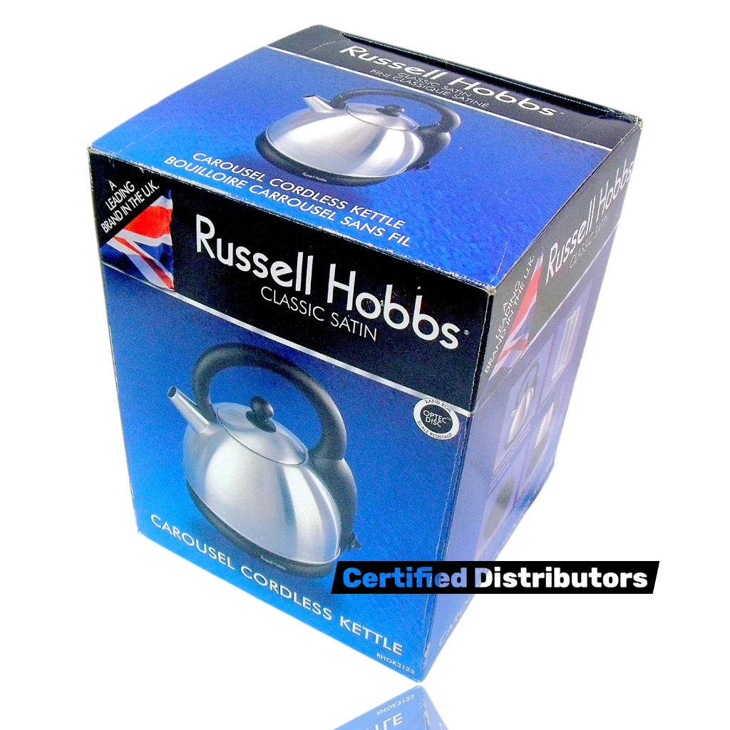 Russell Hobbs #RHOK3123 (Cordless Kettle) Classic Satin Carousel 1.8 Quarts -NEW