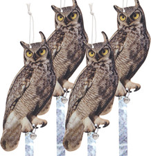 Fake Owl Decoy to Scare Birds, 4Pack Reflective Birds Deterrent Owl Bird Scarer