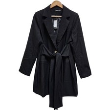 Nasty Gal Blazer Dress Womens Sz 8 Black Single Breasted 3 Button Draped Belt