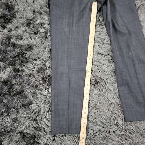 Paul Smith London Pants Mens 35x30 Gray Dress Flat Front Micro Check Zip Fly - Picture 9 of 20
