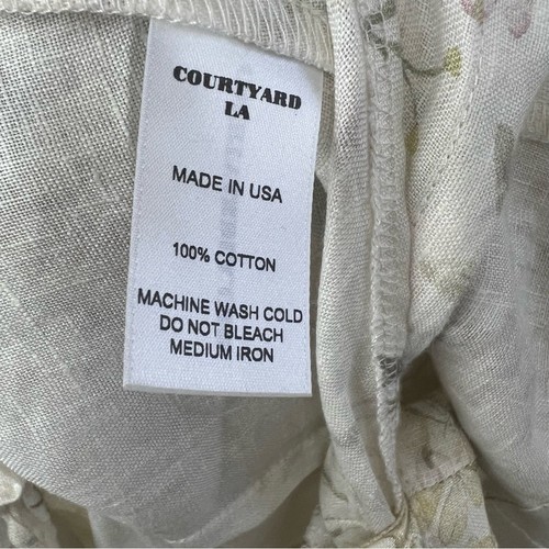 Courtyard LA Floral Poet Wrap Blouse Large Cotton Long Sleeves Ruffle - Foto 5 di 6