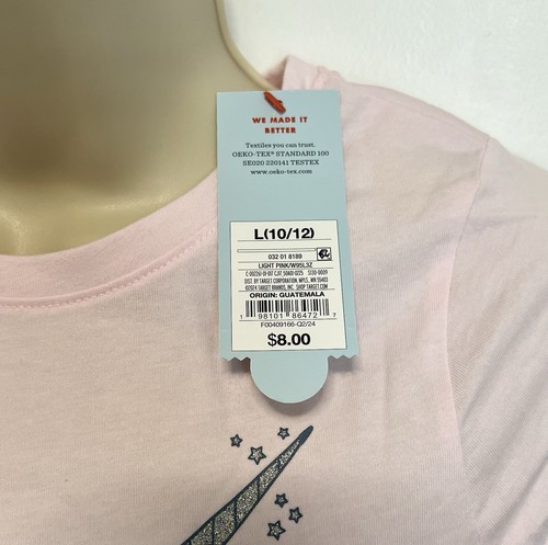 Girl’s Unicorn Print Light Pink Long Sleeve T-Shirt Size L (10/12) - Cat & Jack - Picture 4 of 5