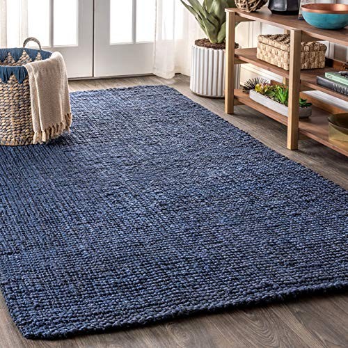 NRF102D-3 Pata Hand Woven Chunky Jute 3 ft. x 5 ft. 3' x 5' (Rectangular) Navy - Picture 2 of 7