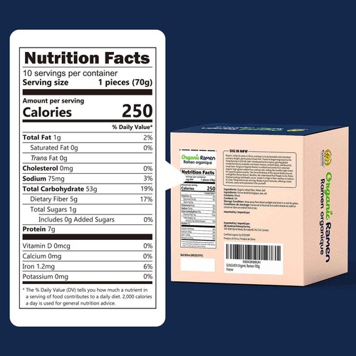 Ramen Biologico Sano, 10 Confezioni, 75mg A Basso Sodio, Cottura Veloce 3 Min, Puro - Foto 4 di 9
