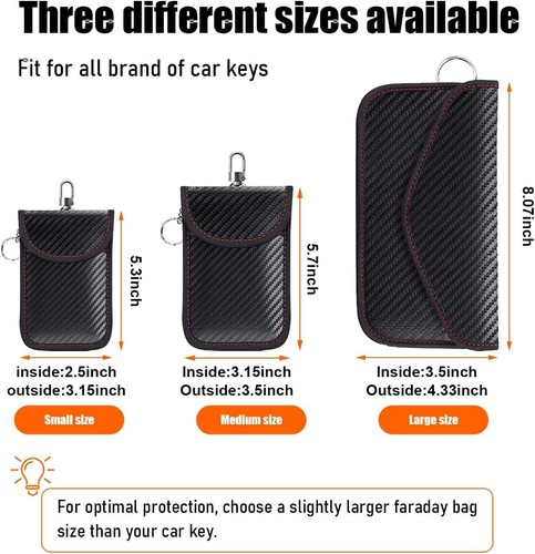 Faraday Pouch for Car Keys, Signal Blocking RFID Bag Cage, Small - Picture 2 of 6
